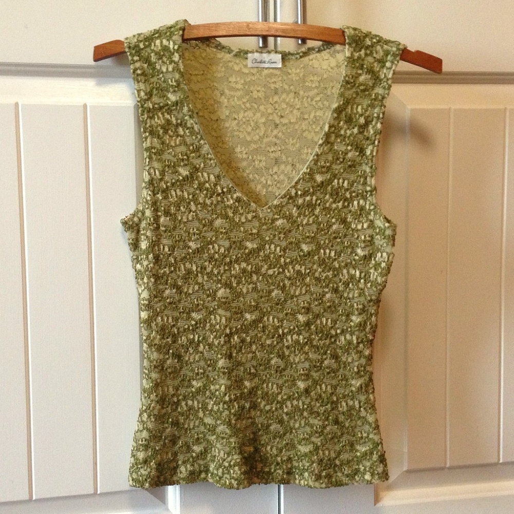 Charlotte Russe Sleeveless V-neck Gold Top